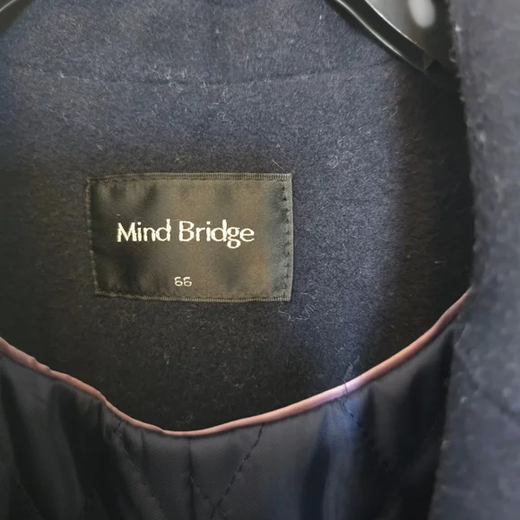 Mind Bridge Navy Blue Wool Blend OverCoat Size Large - Picture 2 of 6